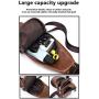 Mens Leather Sling Bag, Chest Daypack Crossbody Shoulder Bag Anti Theft with USB Charging Port (Brown)