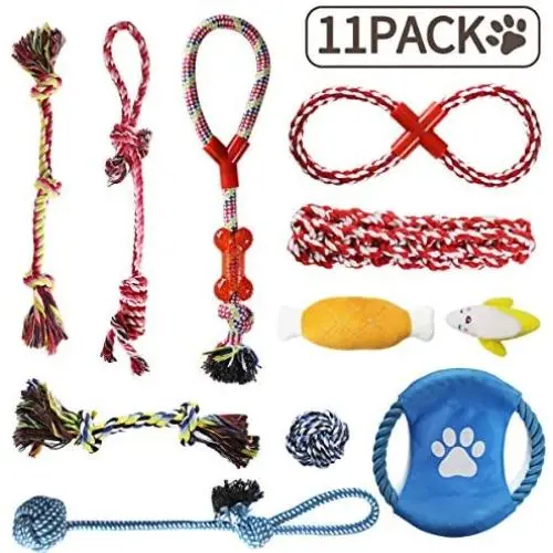 Dog Rope Toys,Dog Rope Toys for Aggressive Chewers,Dog Rope Set for Small Dogs and Puppy,11 Pack Dog Toy Cotton Rope,Pet Toys Puppy Toys Dog Chew Toys for Puppies Teething,Playtime and Teeth Cleaning