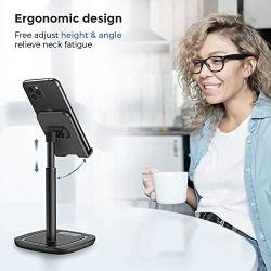 JOYROOM Cell Phone Stand, Adjustable Phone Holder Stand for Desk, Universal Desktop Phone/Tablet Stand Compatible with iPhone 11 Pro XS Max X 8 7 6S Plus Samsung Galaxy S10 S9 & Tablets (Black)