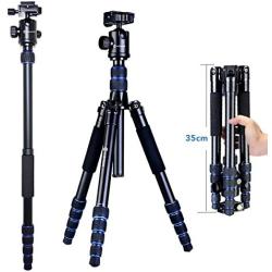 Moman Camera Tripod Monopod Alpenstock with Ball Head, Aluminum Alloy Foldable Axis Inversion Design, Weight Capacity of 33 Lb