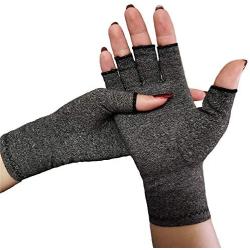 Arthritis Compression Gloves Fitness Gloves Relieve Pain from Rheumatoid，Relieve Carpal Tunnel Ache, Breathable Moisture Wicking Fabric, Fingerless for Dailywork for Men Women (Grey, Large)