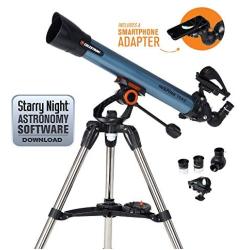 Celestron Inspire 70AZ Refractor Smartphone Adapter Built-in Refracting Telescope, Blue (22401)