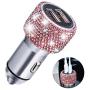 Quick Charge Car Charger, SAVORI QC3.0 Dual USB Car Adapter Bling Rhinestones Crystal Fast Charging Car Decors Compatible for iPhone Xs Max XR X Plus, iPad Pro/Air 2/Mini, Samsung Galaxy (Pink)
