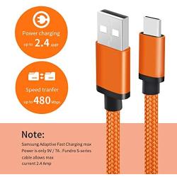 USB Type C Cable, Benicabe (2-Pack 3ft) USB-A to USB-C Charge Braided Cord Compatible with Samsung Galaxy S10 S10E S9 S8 S20 Plus,Note 10 9 8 and Other USB C Charger(Orange)