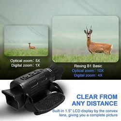 Rexing B1 Basic Night Vision Goggles/Monoculars w/1.5“ LCD Screen, Infrared (IR) Digital Camera, Binoculars with Dual Photo + Video Recording for Outdoor Hunting, Camping, Bird watching & Surveillance