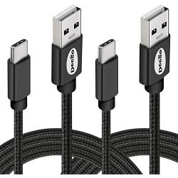 USB Type C Cable,DEEGO 2Pack Durable USB C to A Fast Charger Nylon Braided USB C Cable 10Ft 6Ft Compatible for Samsung Galaxy S10 S9 S8 Plus Note 9 8,LG V40,G7,G6,Huawei P20,Mate 20,Lumia 950,Black