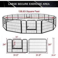 SUNCOO Dog Pen, 8/16 Panels 24/32/40 in Heavy Duty Folding Large Metal Dog Fence, Cat Puppy Pet Exercise Playpen, Indoor Outdoor Anti-Rust Pet Crate Cage Barrier Kennels