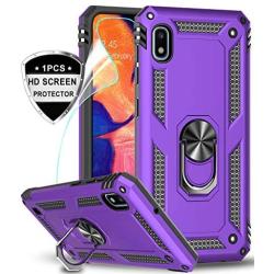 LeYi Samsung Galaxy A10e Case (NOT FIT A10) with HD Screen Protector, Military Grade Armor Full-Body Protective Phone Cover Case with 360 Degree Rotating Holder Kickstand for Samsung A10e, Purple