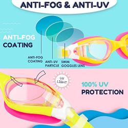 Swim Goggles, 2 Pack Anti-Fog Leak Proof Kids Swimming Goggles for Kid Toddler