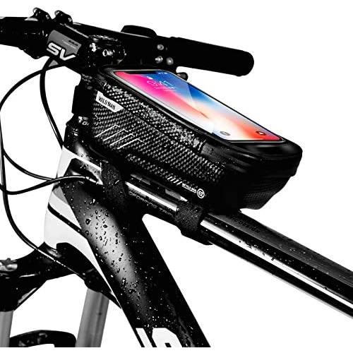 Option Bike Frame Bag, Waterproof Bike Pouch Bag, Cycling Front Top Tube Touchscreen Sun Visor Storage Bag for iPhone 8 Plus/X/XS Max/XR/Samsung S8/S9 Plus up to 6.6 Inch