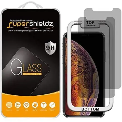 (2 Pack) Supershieldz for Apple iPhone 11 Pro, iPhone Xs and iPhone X (5.8 inch) (Privacy) Anti Spy Tempered Glass Screen Protector with (Easy Installation Tray) Anti Scratch, Bubble Free (2 Pack) Supershieldz for Apple iPhone 11 Pro, iPhone Xs and iPhone X (5.8 inch) (Privacy) Anti Spy Tempered Glass Screen Protector with (Easy Installation Tray) Anti Scratch, Bubble Free