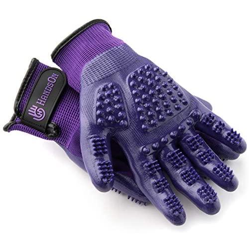 HandsOn Pet Grooming Gloves - Patented #1 Ranked, Award Winning Shedding, Bathing, & Hair Remover Gloves - Gentle Brush for Cats, Dogs, and Horses