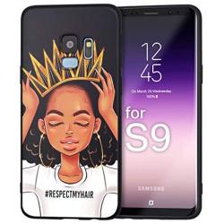 XIX Samsung Galaxy S9 Case African American Afro Girls Women Slim Fit Shockproof Bumper Cell Phone Accessories Thin Soft Black TPU Protective Samsung Galaxy S9 Cases (09)