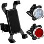 3 Pieces USB Rechargeable Bicycle Light Front Back Bike Lights and Bike Phone Mount Anti Shake Bicycle Phone Mount Holder for Bike Riding Accessories (Black)