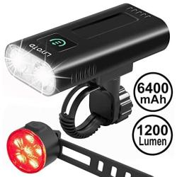 LIYOTD USB Rechargeable Bike Light Set Front and Back,6400 mAh Super Bright 1200 Lumen Bicycle Light,Easy to Mount Bike Headlight and Tail Light Road and MTB LED Cycling Accessories for Men and Women