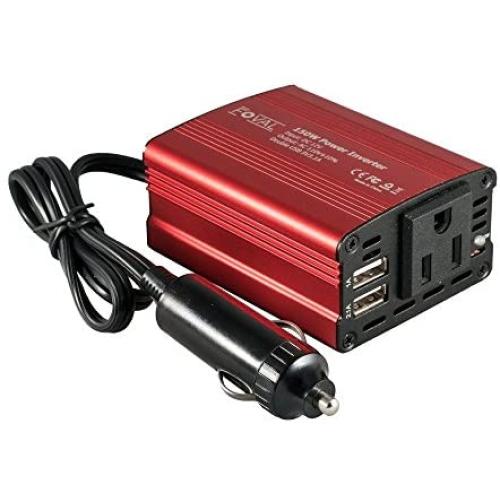 Foval 150W Car Power Inverter 12V DC to 110V AC Converter with 3.1A Dual USB Car Charger