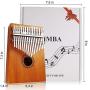 Kalimba Thumb Piano 17 Keys with mahogany Wood Portable Mbira Finger Piano Gifts for Kids and piano Beginners Professional （Matte brown）
