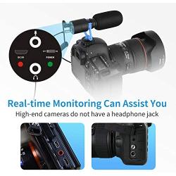 Moukey Smartphone DSLR Camera Microphone, with Monitoring Function, Mini Tripod,IP4 Waterproof Box,External Video Shotgun Mic for Phone, Smartphone, Canon/Nikon/Sony Camera -Perfect Vlogging, YouTube