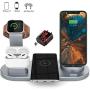 LUKKAHH Wireless Charger, 4 in 1 Wireless Charging Station for Apple Watch and Airpods Pro, Charger Stand for Multiple Devices, Qi Fast Wireless Charging Dock for iPhone 11/11 Pro Max/X/XS/XS/8/8 Plus