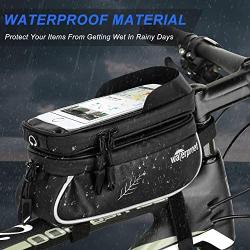 AUTOWT Bicycle Phone Mount Bags, Waterproof Bike Tool Bag with TPU Touch Screen, Top Tube Bike Bag Fits for iphone7 8 Plus/XR/Xs Max Samsung Huawei Up to 6.6"