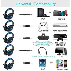 Xbox One Headset,Gaming Headset for PS4 PC Mobile Phone,3.5 mm Gaming Headset LED Light Over-Ear Headphones with Volume Control Microphone for Xbox PS4 Laptop Tablet USB Lighting WSQiWNi