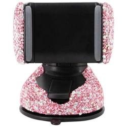 Radish Stars Adjustable Strong Sticky Dashboard Car Phone Mount Crystal Rhinestone Phone Holder, Pink Rhinestone