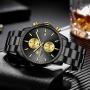 GOLDEN HOUR Mens Watches with Black/Silver Stainless Steel and Metal Casual Waterproof Chronograph Quartz Watch, Auto Date in Colorful Hands