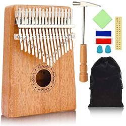 Kalimba,17 Key Kalimba Thumb Piano, Mahogany Wood Music Instrument Finger Piano with Tuning Hammer for kids Adult Beginners, Christmas perfect gifts Ideal for Friend, Family, Lover (C Tone) Mbira