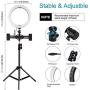 Selfie Ring Light with Tripod Stand with Phone Holder for, Live Stream,Self-Portrait Shooting (Black,1 X Fill Light+ 1 X Mobile Phone Clip + 1 X Remote Control +1 X Tripod, 10.2in)