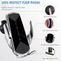 Wireless Car Charger 15W Fast Charging Touch Sensing Auto-Clamping Car Wireless Charger Air Vent Clip Car Phone Mount for iPhone SE/11/11 Pro Series/X/XR/8, Samsung Galaxy S20 S10 Note10/9 (Q1-Silver)