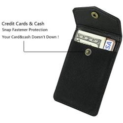 FRIFUN Cell Phone Wallet Ultra-Slim Self Adhesive Credit Card Holder Stick on Wallet Cell Phone Leather Wallet for Smartphones RFID Blocking Sleeve Covers Credit Cards and Cash (Black) …