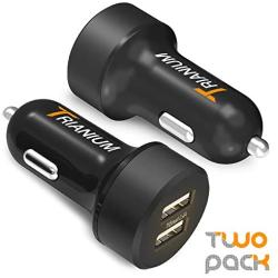 Trianium Car Charger 24W (2 Pack) Dual Charger Adapter, AtomicDrive SmartUSB Compatible iPhone 11 Pro Max/XR/XS Max/X/8/7/6/SE Plus, iPad Pro/Air2/Mini,Galaxy S20,Note 10,LG,Nexus, HTC,Huawei,and More