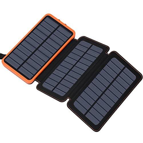 Solar Charger 24000mAh, FEELLE Solar Power Bank with 2 USB Ports Waterproof Portable External Battery Compatible with Smartphones, Tablets and More