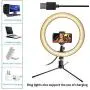 LED 10.2" Desktop Selfie Ring Light with Tripod Stand & Remote Control &10 Brightness Level & 3 Light Modes and 120 Bulbs 6500k for YouTube Video/Live Stream/Makeup/Photography for iPhone Android