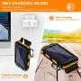 Solar Charger 20000mAh Portable Outdoor Waterproof Solar Power Bank, Camping External Backup Battery Pack Dual 5V USB Ports Output, 2 Led Light Flashlight with Compass (Orange) Solar Charger 20000mAh Portable Outdoor Waterproof Solar Power Bank, Camping External Backup Battery Pack Dual 5V USB Ports Output, 2 Led Light Flashlight with Compass (Orange)