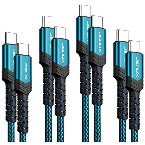 JSAUX USB C to C Cable 60W, 4-Pack [10ft+6.6ft+3.3ft+1ft ] USB Type C Fast Charging Cord Charger Compatible with Samsung Galaxy Note 10 S20 Ultra Plus, Google Pixel 4 3 2 XL, Nexus 6P, MacBook -Green