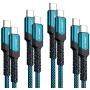 JSAUX USB C to C Cable 60W, 4-Pack [10ft+6.6ft+3.3ft+1ft ] USB Type C Fast Charging Cord Charger Compatible with Samsung Galaxy Note 10 S20 Ultra Plus, Google Pixel 4 3 2 XL, Nexus 6P, MacBook -Green