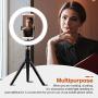 LED 10" Ring Light with Tripod Stand & Phone Holder，Adjustable LED Makeup Ring Light，10 Brightness Level & 3 Light Modes, Used for Live Streaming/Makeup/Photography (10 inches)