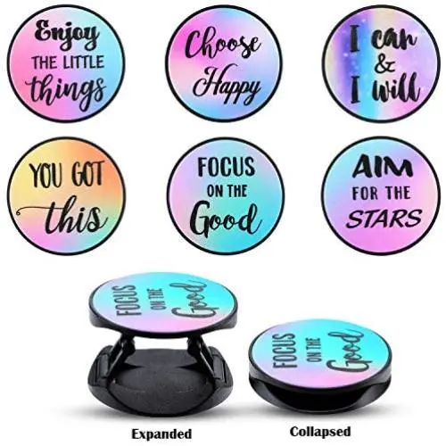 6 Pieces Foldable Expanding Stand Holder Inspirational Quote Phone Grip Socket Holder Finger Stand Holder Kickstand Grip for Smartphone and Tablets 6 Pieces Foldable Expanding Stand Holder Inspirational Quote Phone Grip Socket Holder Finger Stand Holder Kickstand Grip for Smartphone and Tablets