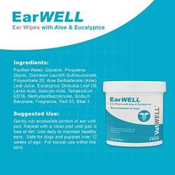 VetWELL Dog Ear Wipes - Otic Cleaning Wipes for Infections and Controlling Yeast, Mites and Odor in Pets - EarWELL 100 Count