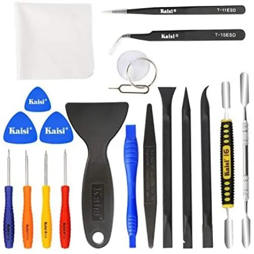 Kaisi Professional Electronics Opening Pry Tool Repair Kit with Metal Spudger Non-Abrasive Carbon Fiber Nylon Spudgers and Anti-Static Tweezers for Cellphone iPhone Laptops Tablets and More, 20 Piece Kaisi Professional Electronics Opening Pry Tool Repair Kit with Metal Spudger Non-Abrasive Carbon Fiber Nylon Spudgers and Anti-Static Tweezers for Cellphone iPhone Laptops Tablets and More, 20 Piece