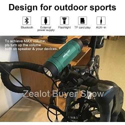 Bluetooth Bicycle Speaker Zealot S1 4000mAh Portable Bike Speakers Rechargeable Power Bank Slpashproof Bicycle Headlight LED Flashlight Outdoor Indoor competible for iPhone, Android (Green)