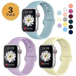 Sport Band Compatible for Apple Watch Band 38mm 40mm 42mm 44mm, EXCHAR Soft Silicone Band Replacement Wrist Strap for iWatch Series 5/4/3/2/1, Nike+, Sport, Edition