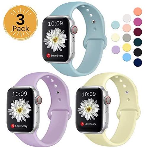 Sport Band Compatible for Apple Watch Band 38mm 40mm 42mm 44mm, EXCHAR Soft Silicone Band Replacement Wrist Strap for iWatch Series 5/4/3/2/1, Nike+, Sport, Edition