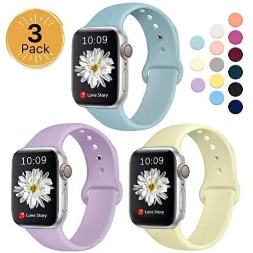 Sport Band Compatible for Apple Watch Band 38mm 40mm 42mm 44mm, EXCHAR Soft Silicone Band Replacement Wrist Strap for iWatch Series 5/4/3/2/1, Nike+, Sport, Edition