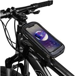 COPOZZ Sport Bicycle Bike Handlebar Bag, Waterproof Bike Front Frame Top Tube Cycling Storage Bag with Touch Screen, Fits Cellphone Below 6.5 Inch