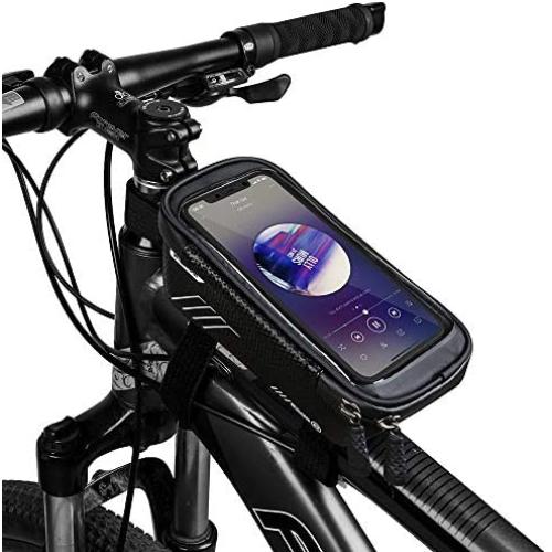 COPOZZ Sport Bicycle Bike Handlebar Bag, Waterproof Bike Front Frame Top Tube Cycling Storage Bag with Touch Screen, Fits Cellphone Below 6.5 Inch