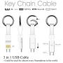 Keychain Charger Magnetic Portable Charging Cable 3 in 1 Multi Short Small Fast Charging Cord Compatible All Smartphones Smart Device (White)