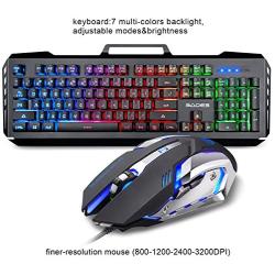 Gaming Keyboard and Mouse Combo,SADES Gaming Mouse and Keyboard,Wired Keyboard with Colorful Lights and Mouse with 4 Adjustable DPI for Gaming for PC/laptop/MAC/win7/win8/win10