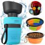 lesotc Pet Water Bottle for Dogs, Dog Water Bottle Foldable, Dog Travel Water Bottle, Dog Water Dispenser, 18 OZ. Lightweight & Convenient with Extra Two Bowls for Travel BPA Free